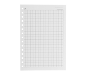 Plaid texture on white paper. A sheet of chequered paper on a white background close up