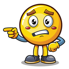 Upset Emoji Character Pointing
