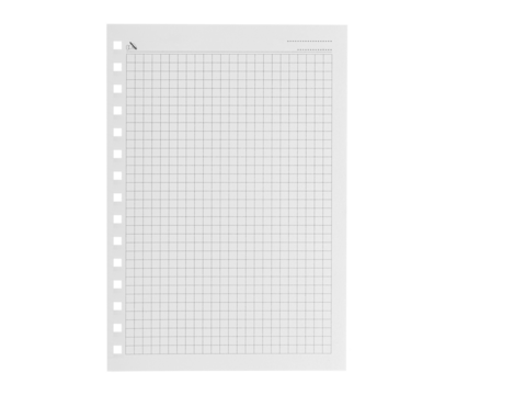 Plaid texture on white paper. A sheet of chequered paper on a white background close up
