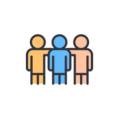 Friendship colored icons, minimalist vector illustration ,simple transparent graphic element .Isolated on white background