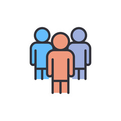 Friendship colored icons, minimalist vector illustration ,simple transparent graphic element .Isolated on white background