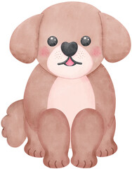 Shih Tzu Dog sitting in watercolor style illustration with Different Poses and Expressions