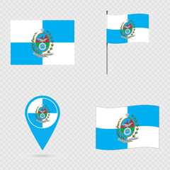 Rio de Janeiro Flag Set, State of Brazil.