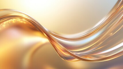 Fluid luxurious waves cascading over gleaming metallic surface, revealing luminous texture and dynamic movement with golden visual depth