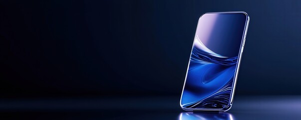 Sleek and Futuristic Smartphone in Minimalist Dark Blue Setting