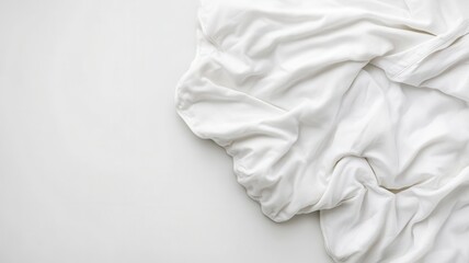 Obraz premium bedding folded products lying on white surface with tropical plant and window light creating White perfect for showcasing shadows, duvet