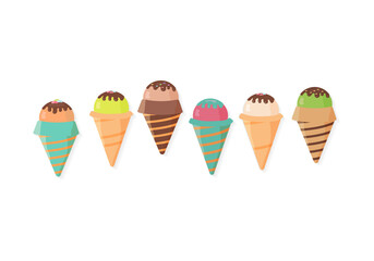 png summer cold dessert vector sweet cone pink pastel cartoon scoop chocolate pistachio vanilla food icon cute green background snack ice cream collection love isolated real dairy design