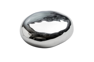 A shiny mercury droplet resting on an elegant white surface reflecting ambient light beautifully isolated on transparent background