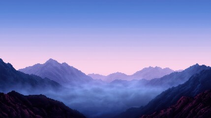 Obraz premium Misty mountain range vista at dawn