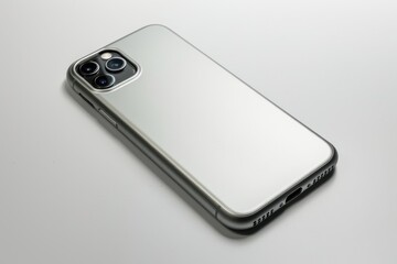 Sleek smartphone resting on a minimalist surface, reflecting soft light in a serene setting isolated on transparent background