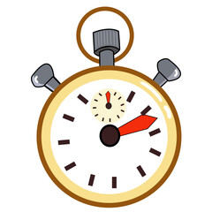 Yellow stopwatch timer cartoon style icon illustration.