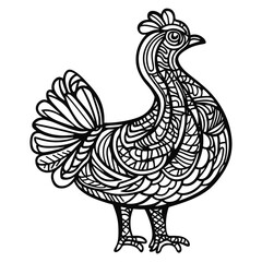 Fototapeta premium turkey, animal, vector, transparent background, black and white style
