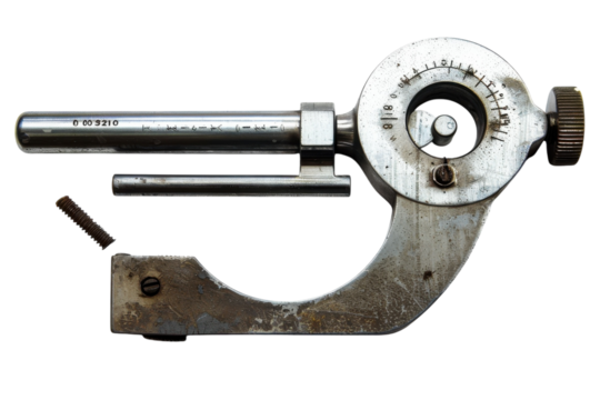 Precision tool for measuring small diameters displayed on a clean background in soft lighting isolated on transparent background