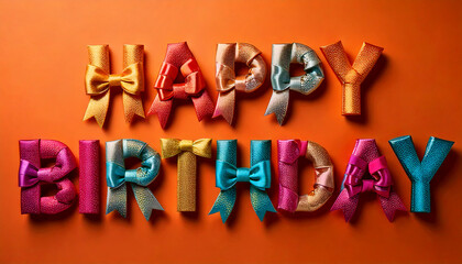 Colorful Ribbon Happy Birthday Message Festive Celebration