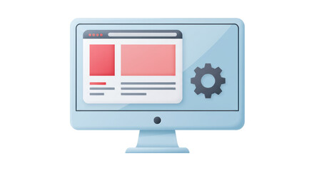 Isolated Computer with Cogwheel