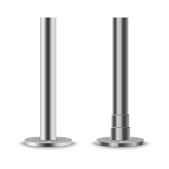 PNG chrome post set vertical signpost structure advertising footed board round urban construction aluminium information media metallic street light pillar object frame iron vector