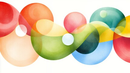 Abstract Colorful Overlapping Circles Wave Pattern Illustration
