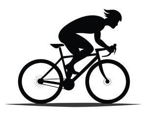 Cyclist racing on track
 silhouette