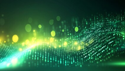 Abstract digital wave of glowing particles