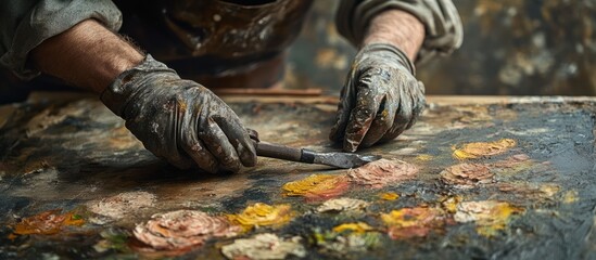 Artist Restoring Oil Painting