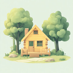 wooden house isolated on white