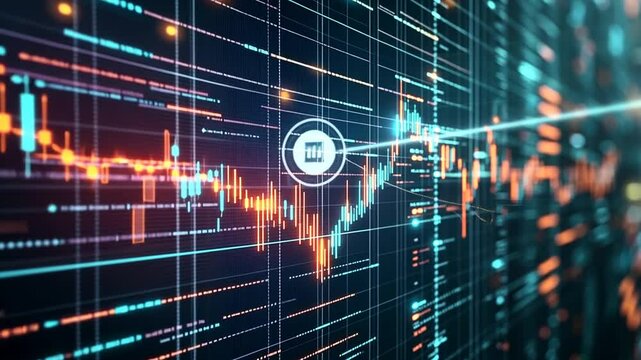 Animated Futuristic Financial Chart Showing Stock Market Data and Business Trends