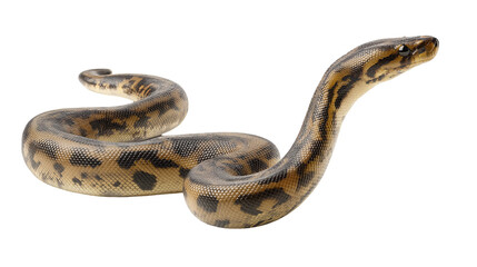 Obraz premium Detailed python displaying rearing S-shape with intricate patterns and striking coloration
