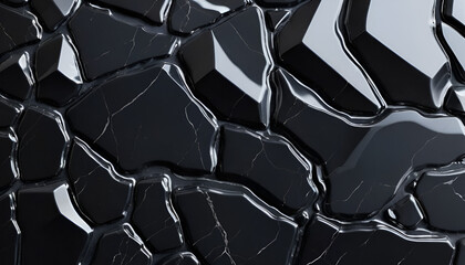 Fototapeta premium Abstract fractured black surface texture