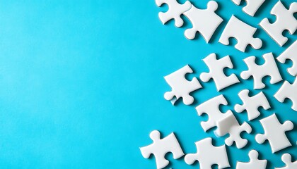 Obraz premium White Puzzle Pieces on Blue Background
