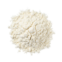 Pile of White Flour on White Background Top View Shot