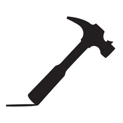 A black silhouette of a hammer against a white background.