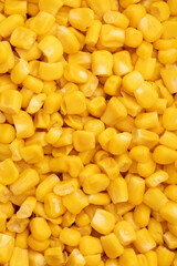 Sweet corn kernels. Sweet yellow canned corn. Fresh corn kernels.