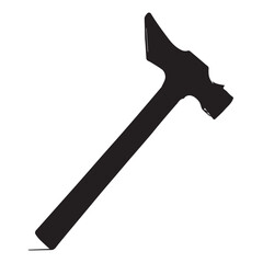 A black silhouette of a hammer against a white background.