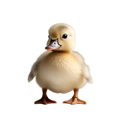 Obraz premium Baby duckling standing with fluffed feathers, cute expression