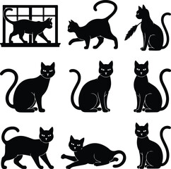 One Line Cat Drawing | Minimalist Cat Silhouette Vector Set Continuous Line Cat Silhouettes | Modern Pet Vector Collection