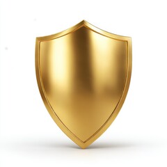 Golden shield on white background