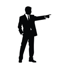 Obraz premium A man in a suit and tie pointing at something black silhouette
