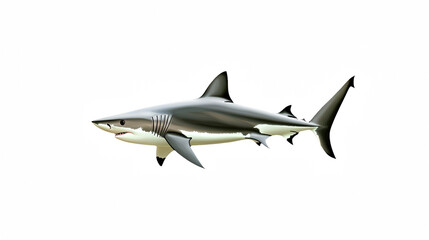 Fototapeta premium a white shark swimming in the darkness on a transparent background, PNG image, PNG file, Generative art.