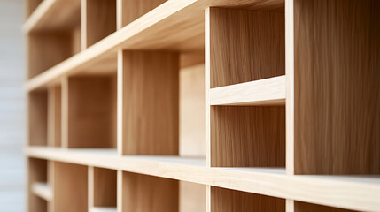 Carpenter building a wooden shelving unit for a living room. Featuring shelving unit construction