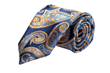 Fototapeta premium Elegant blue paisley tie displayed elegantly, perfect accessory for formal occasions and attire isolated on transparent background