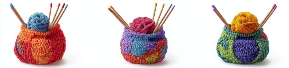 Colorful Knitted Yarn Storage Holders