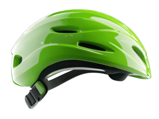 Striking green helmet on a deep black background, study in safety and style green