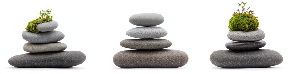 Stacked stones with small plants
