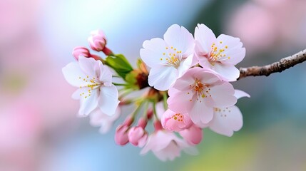 Obraz premium Delicate Sakura Petals â€“ A close-up of blooming Sakura petals. 