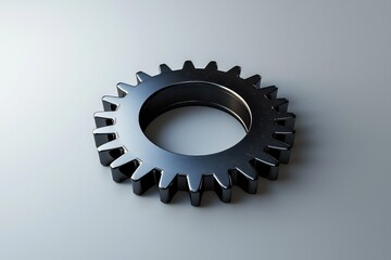 Metal gear with clean background, industrial machinery part for mechanical, engineering, and production visuals. AI generated image.