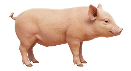 Isolated Pink Pig Standing