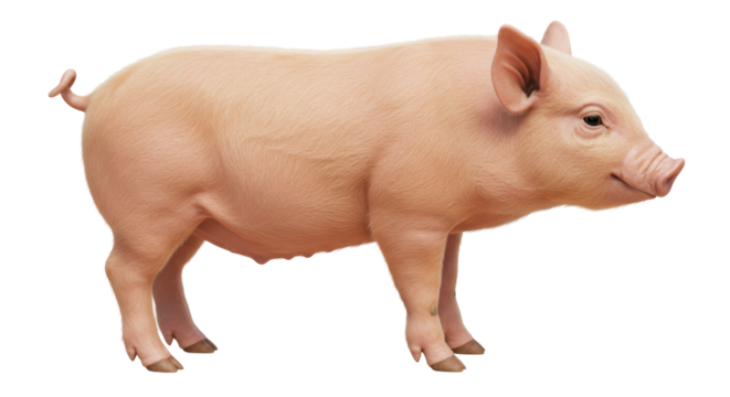 Isolated Pink Pig Standing