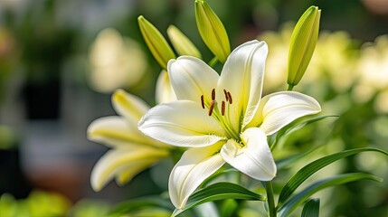 Obraz premium Lily flower â€“ a close-up of blooming lily petals. 