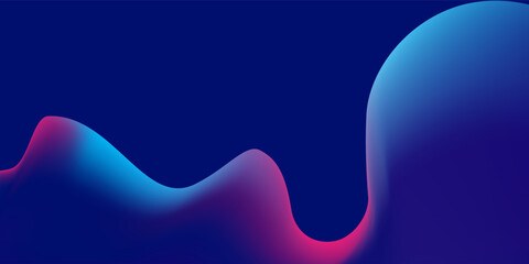 Modern blue and purple liquid wavy shapes futuristic banner. Glowing retro waves vector background abstract simple