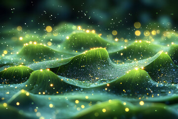 Enchanting Bioluminescent Landscape with Glowing Lights